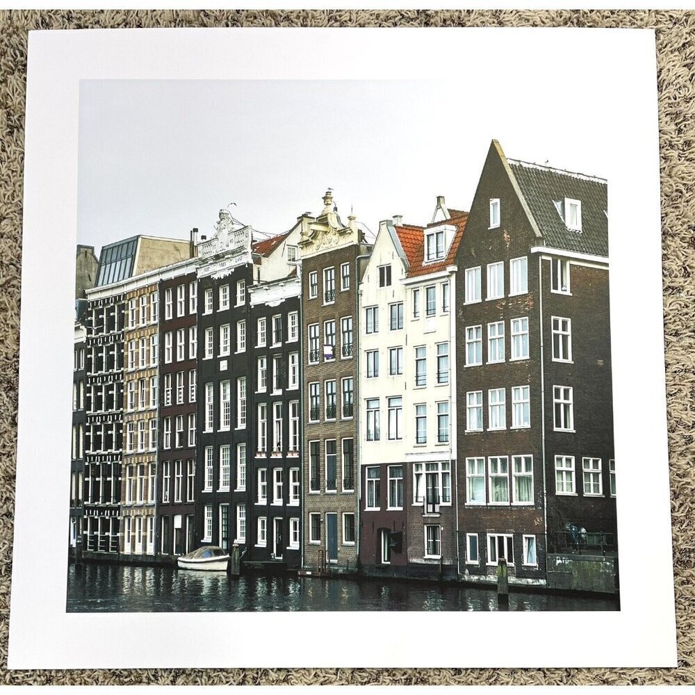 30"x30" IKEA ART PRINT Canal Homes Houses of Amsterdam on Heavy Card Stock EUC